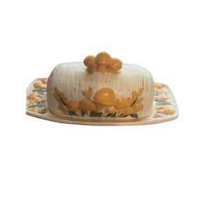 vintage 70s mushroom butter dish hand crafted ceramic retro kitchy kitchen decor